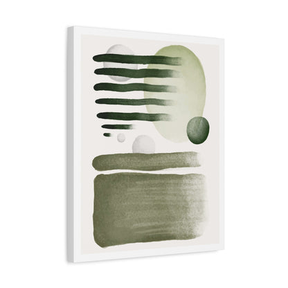Olive Green Art Set 1.1 - Matte Canvas Decor with Minimalist Leaf Design