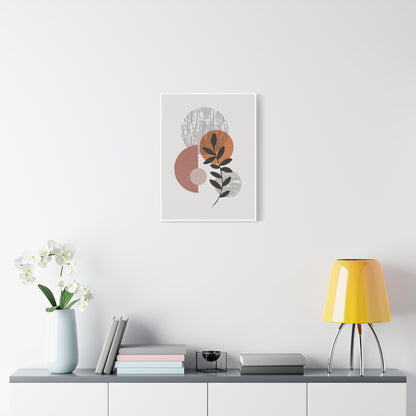 Orange Tone Flower Art Set 1.1 - Matte Canvas Decor with Minimalist Leaf Design