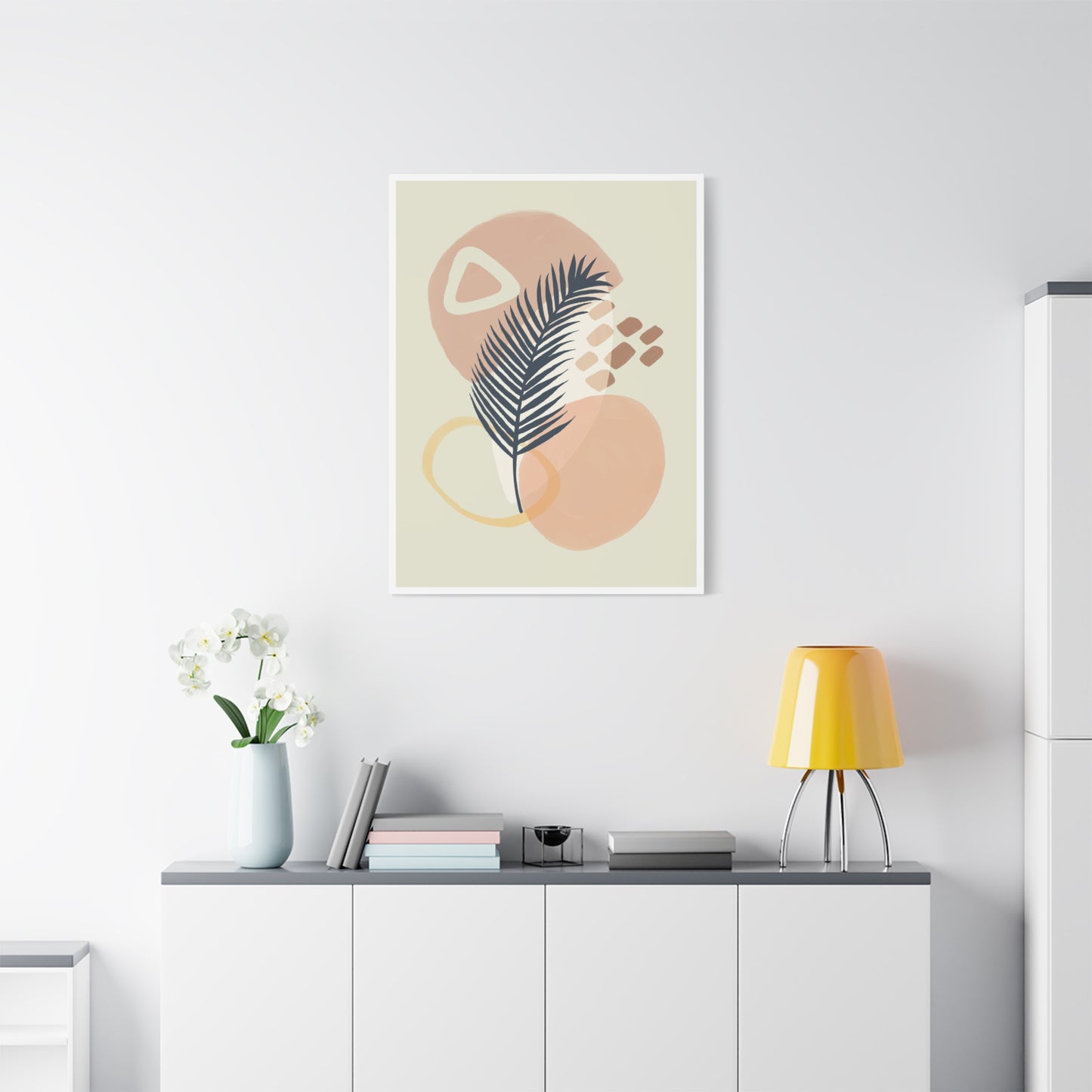 Pink Minimal  Flower Art Set 1.2 - Matte Canvas Decor with Minimalist Leaf Design
