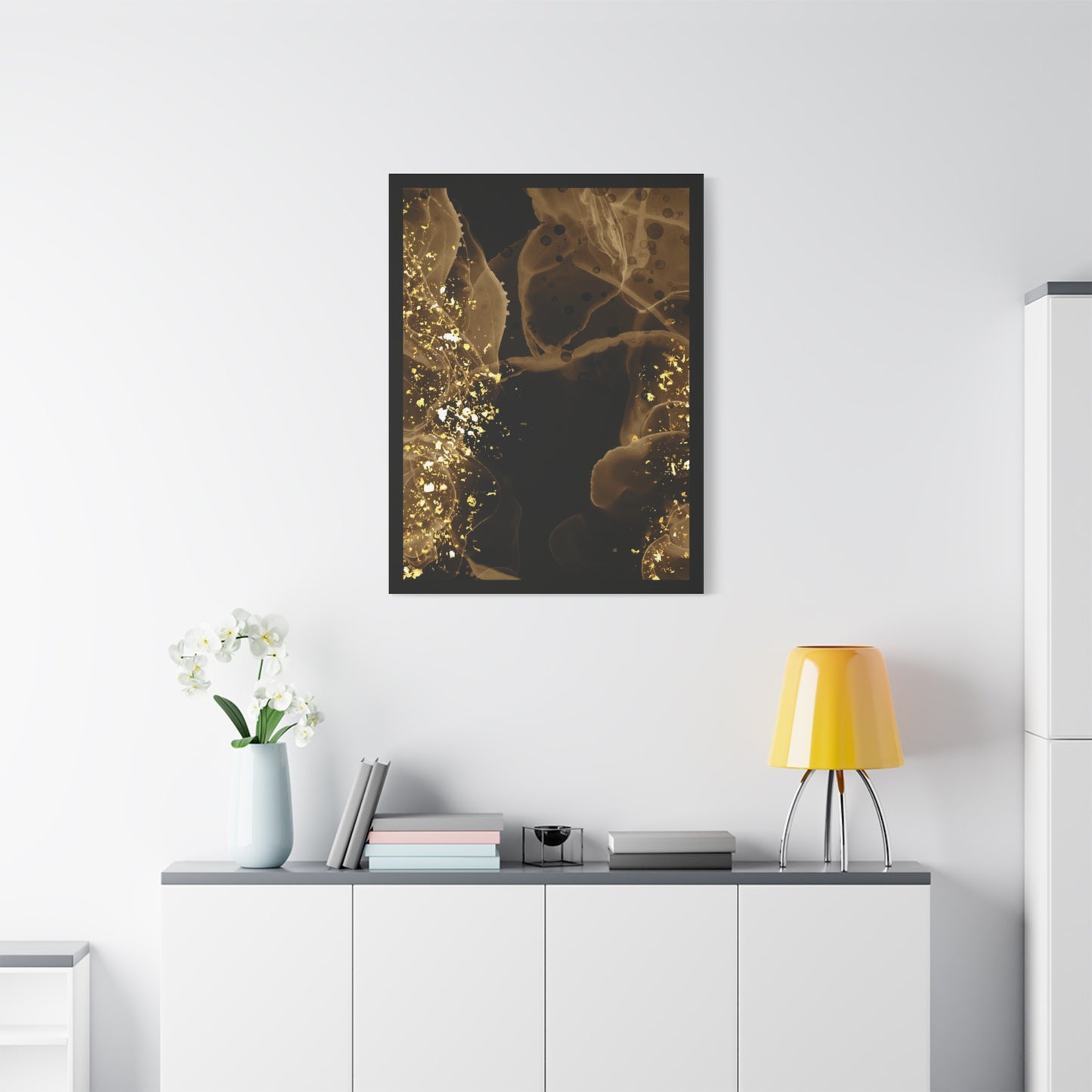 Gold Dust Art Set 1.1 - Matte Canvas Decor with Minimalist Leaf Design