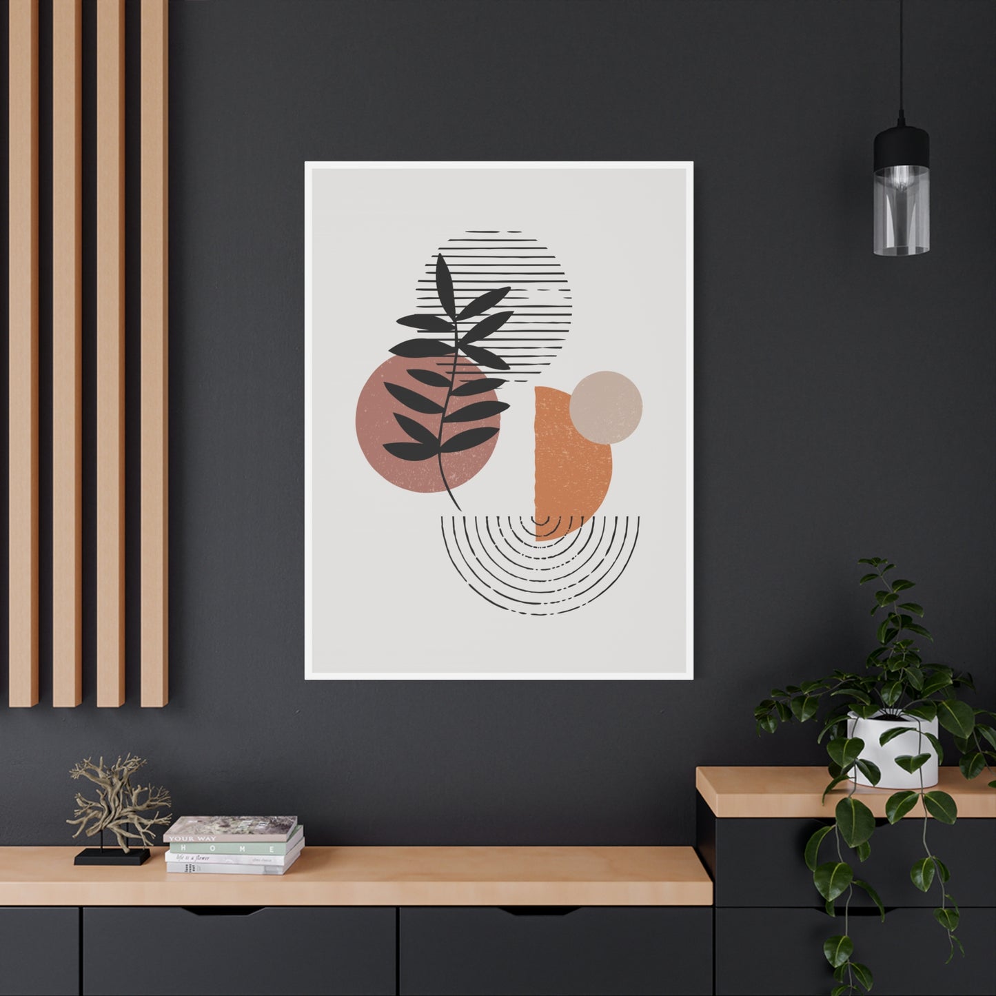 Orange Tone Flower Art Set 1.3 - Matte Canvas Decor with Minimalist Leaf Design