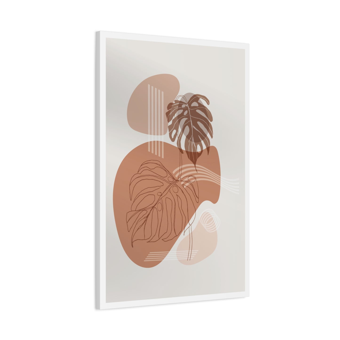 Brown Leaf Wall Painting Set 1.3 - Matte Canvas Decor with Minimalist Leaf Design