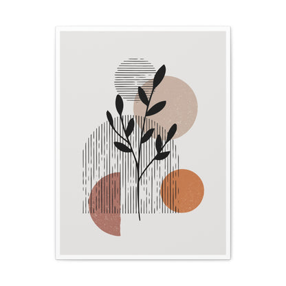Orange Tone Flower Art Set 1.2 - Matte Canvas Decor with Minimalist Leaf Design