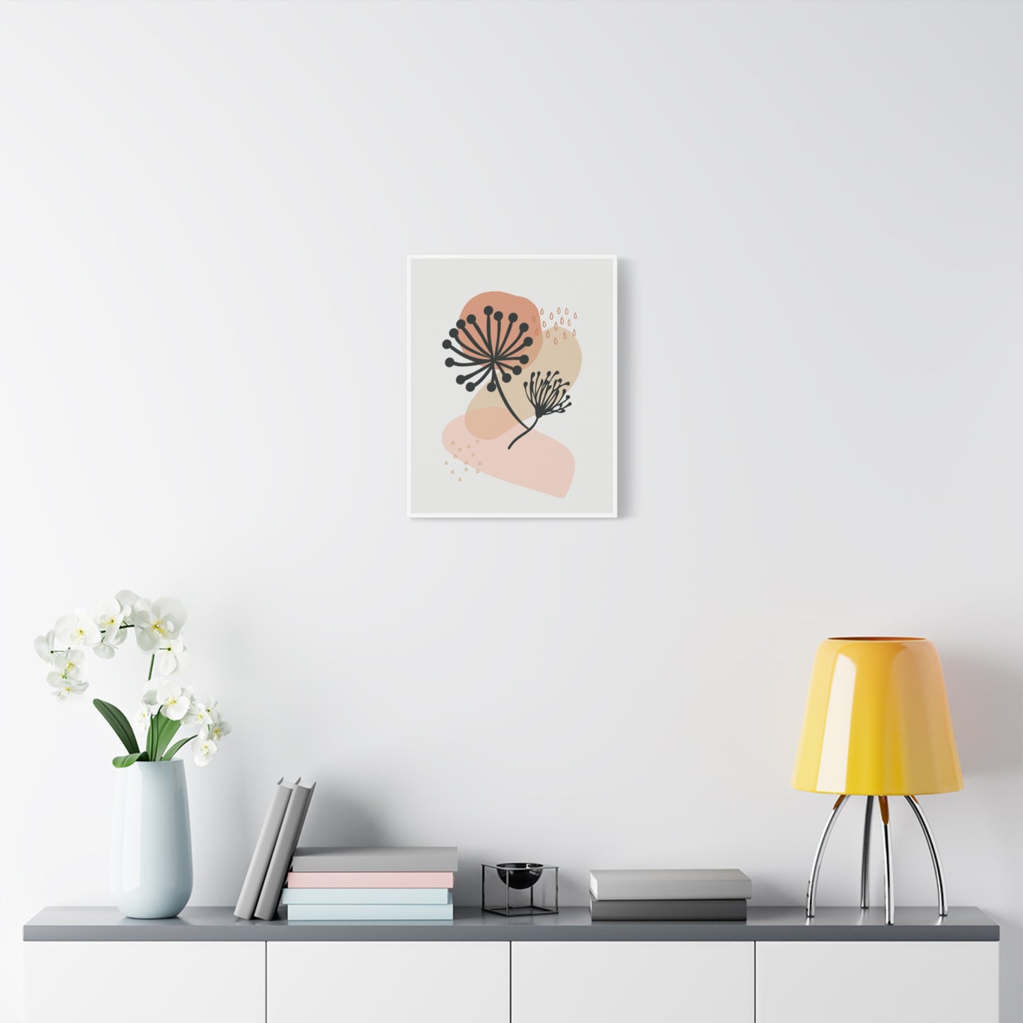 Pink Minimal  Flower Art Set 1.1 - Matte Canvas Decor with Minimalist Leaf Design