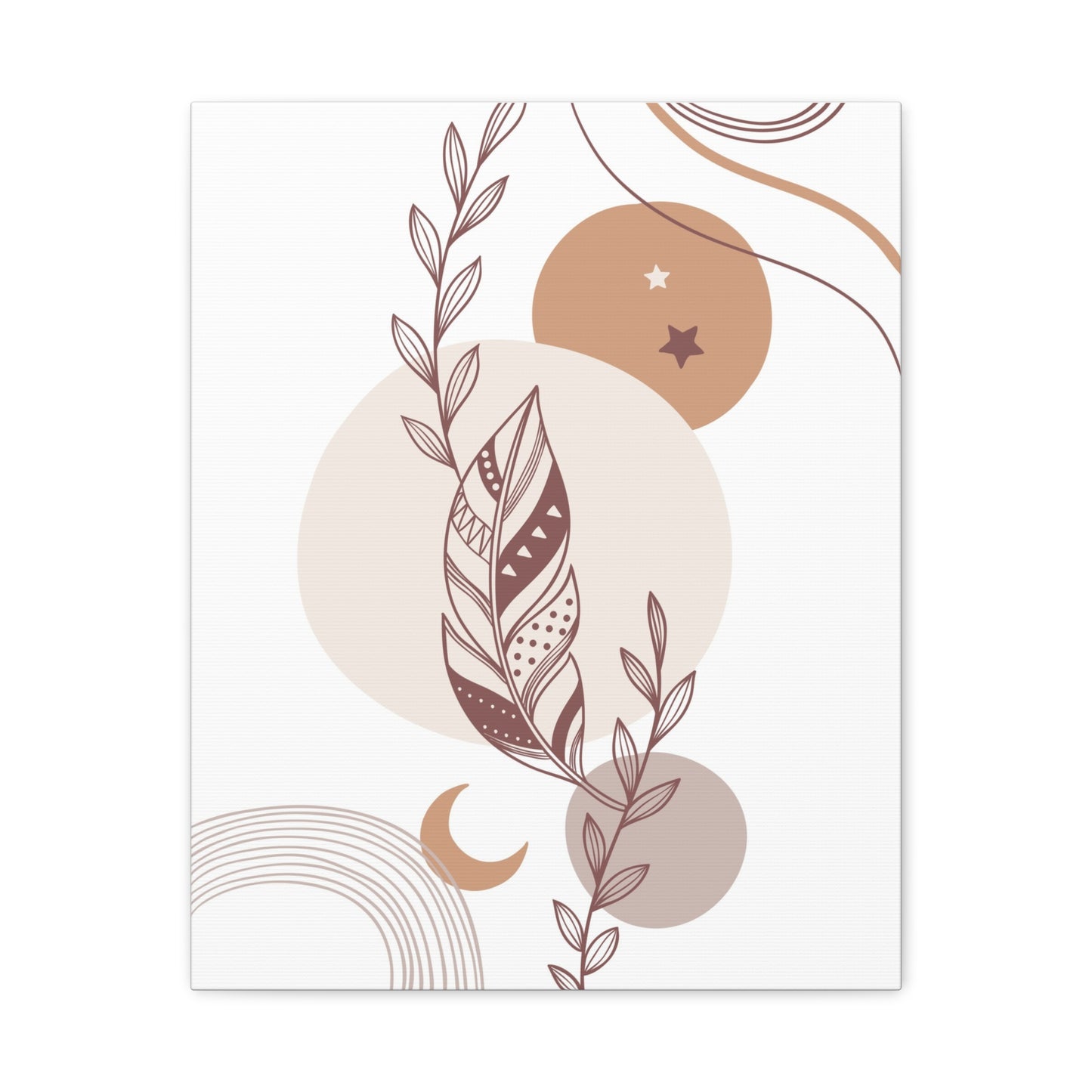 Sunset Botanica Art 1.3 - Matte Canvas Decor with Minimalist Leaf Design