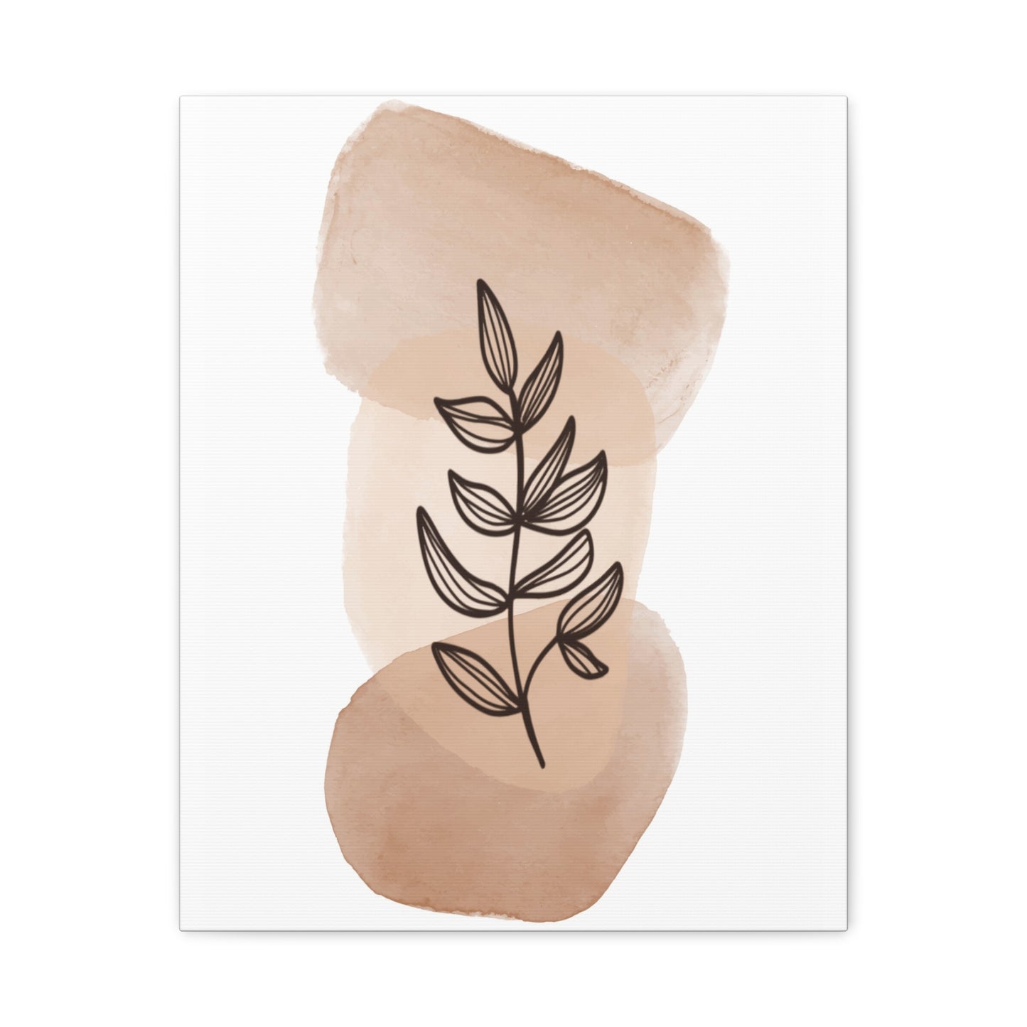 Brown Modern Botanical Wall Art Set 1.1- Matte Canvas Decor with Minimalist Leaf Design