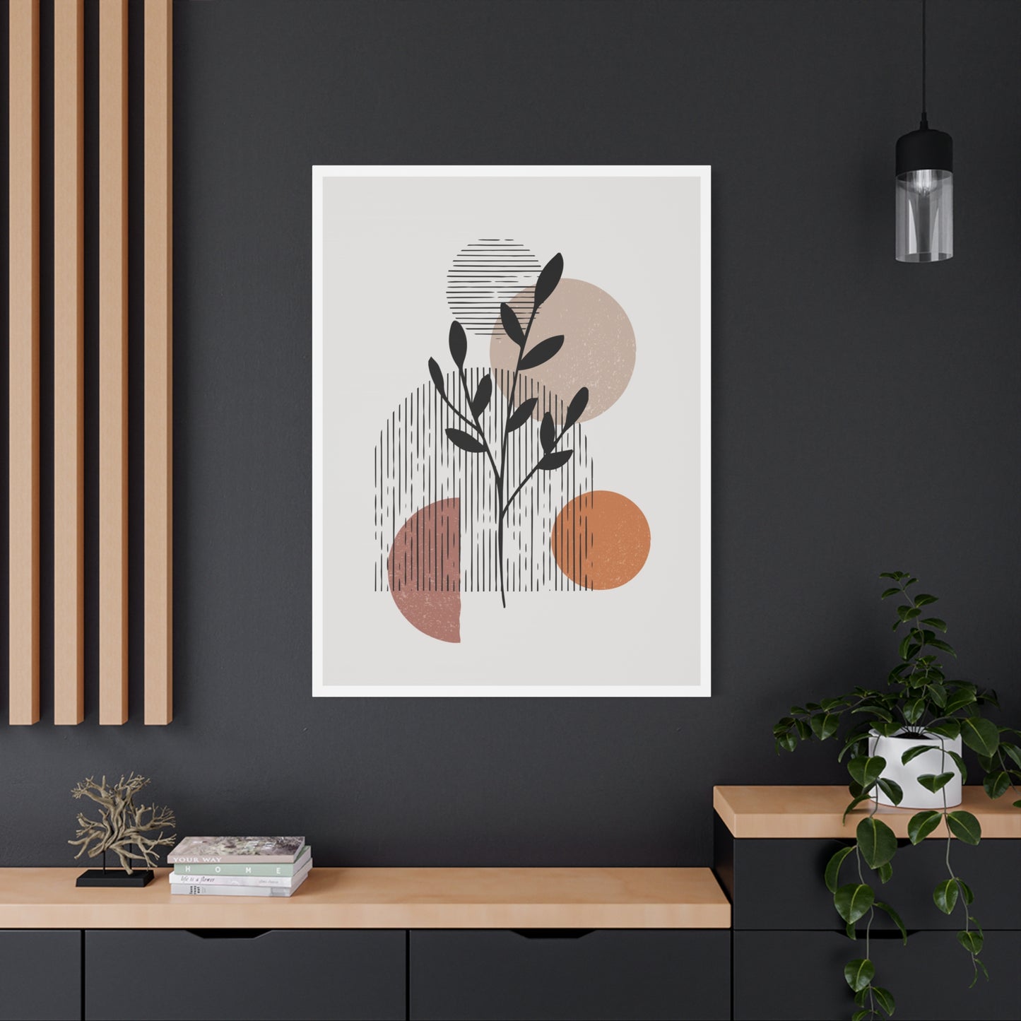 Orange Tone Flower Art Set 1.2 - Matte Canvas Decor with Minimalist Leaf Design