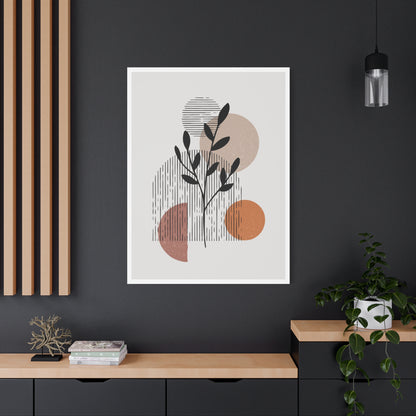Orange Tone Flower Art Set 1.2 - Matte Canvas Decor with Minimalist Leaf Design
