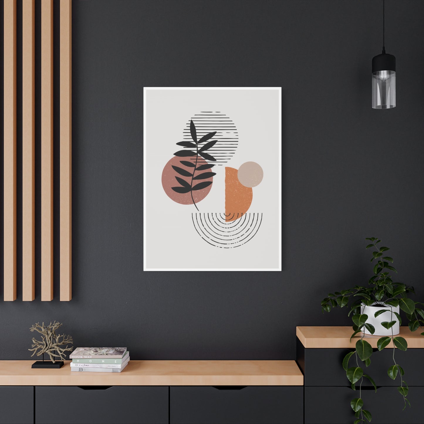 Orange Tone Flower Art Set 1.3 - Matte Canvas Decor with Minimalist Leaf Design