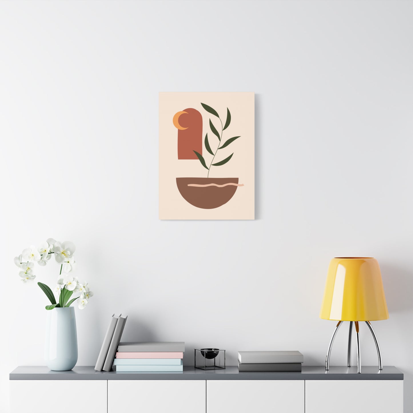 Petal Village Art 1.3 - Matte Canvas Decor with Minimalist Leaf Design
