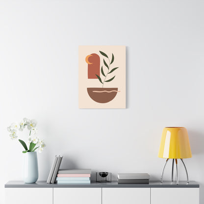 Petal Village Art 1.3 - Matte Canvas Decor with Minimalist Leaf Design