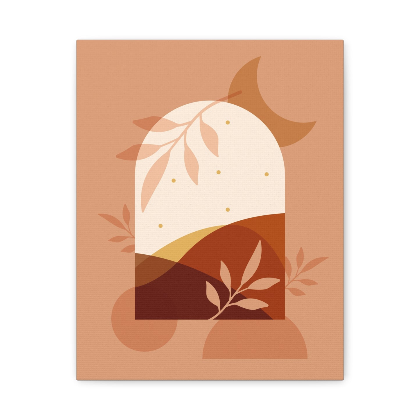 Abstract Terracotta Botanical Art Set 1.3 - Matte Canvas Decor with Minimalist Leaf Design