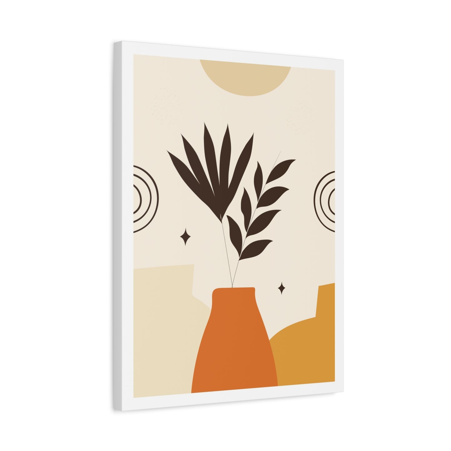 Lunar Bloom Art Set 1.1 - Matte Canvas Decor with Minimalist Leaf Design