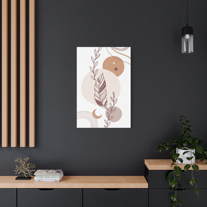 Sunset Botanica Art 1.3 - Matte Canvas Decor with Minimalist Leaf Design