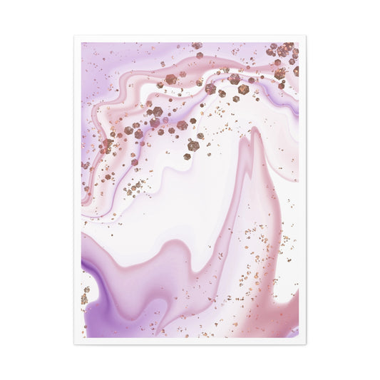 Blush Pink Marble Wall Art Set 1.1 - Matte Canvas Decor with Minimalist Leaf Design