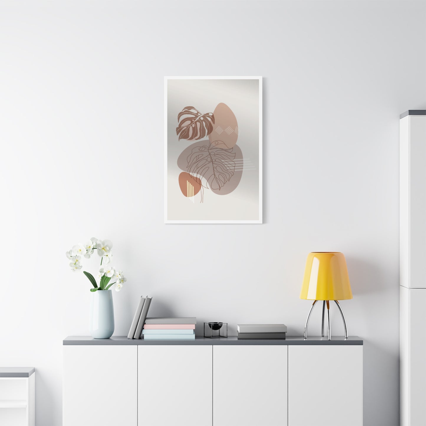 Brown Leaf Wall Painting Set 1.1 - Matte Canvas Decor with Minimalist Leaf Design