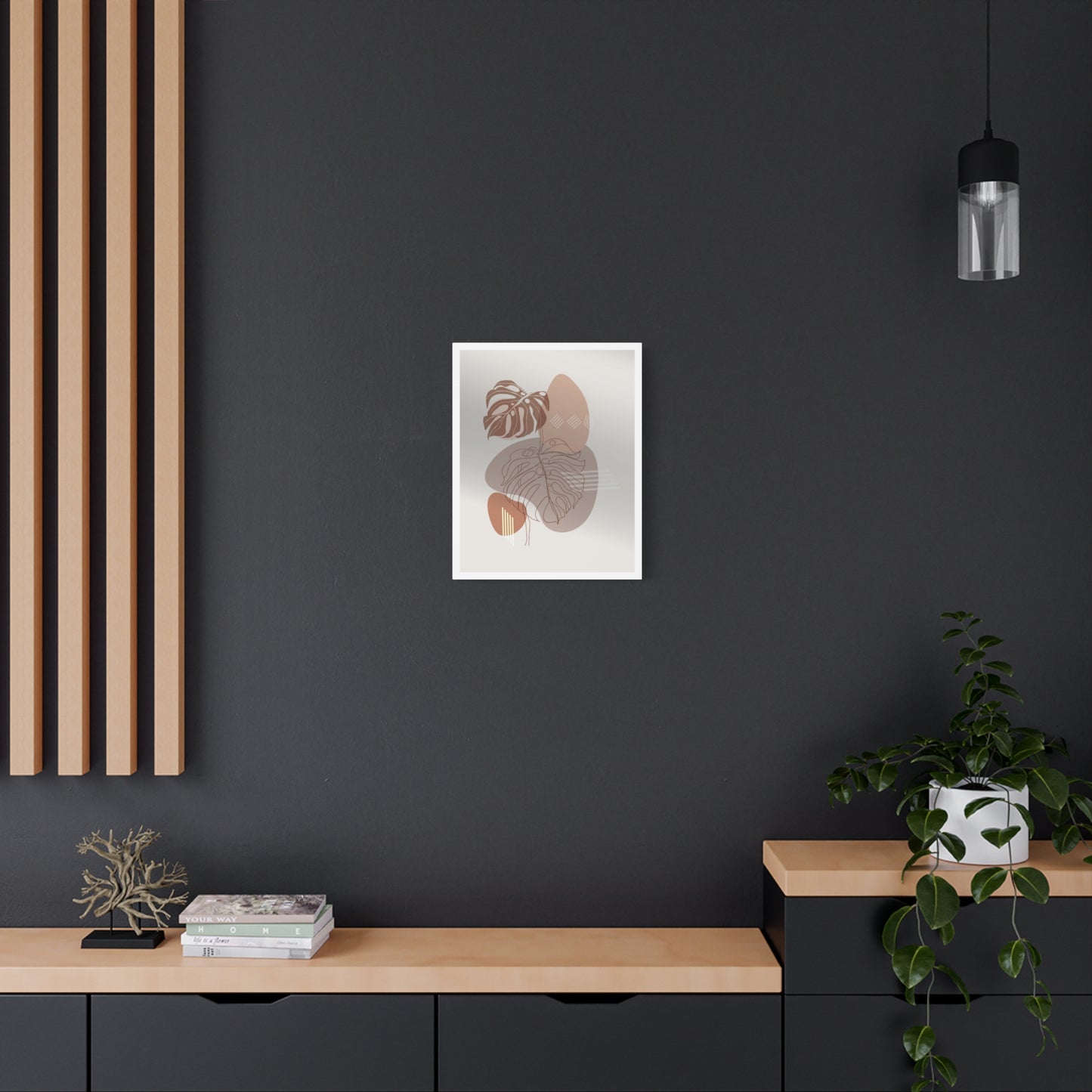 Brown Leaf Wall Painting Set 1.1 - Matte Canvas Decor with Minimalist Leaf Design