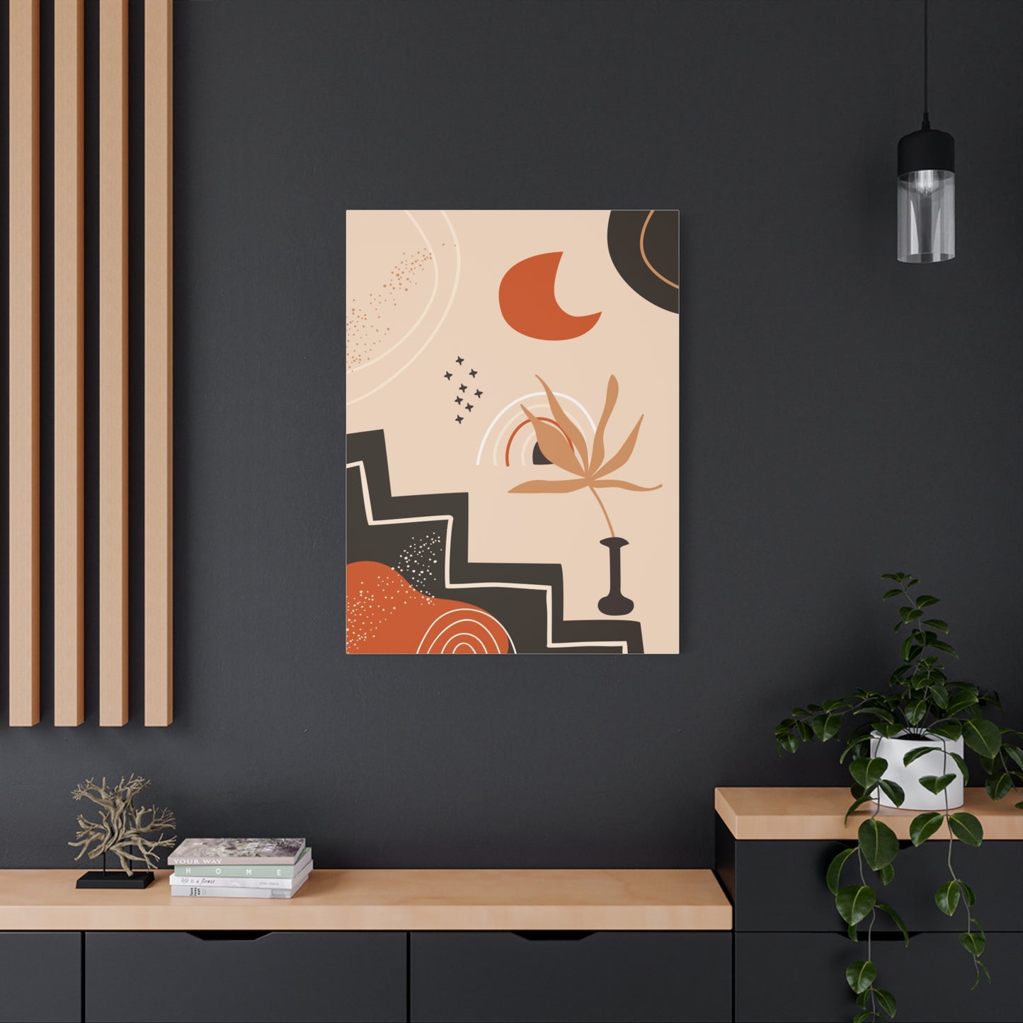 Boheme Luna  Art Set 1.2 - Matte Canvas Decor with Minimalist Leaf Design