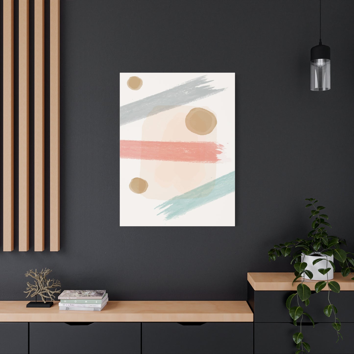 Pastel Pulse Art 1.1 - Matte Canvas Decor with Minimalist Leaf Design