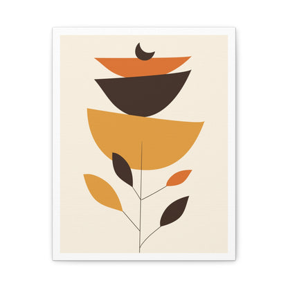 Lunar Bloom Art Set 1.2 - Matte Canvas Decor with Minimalist Leaf Design