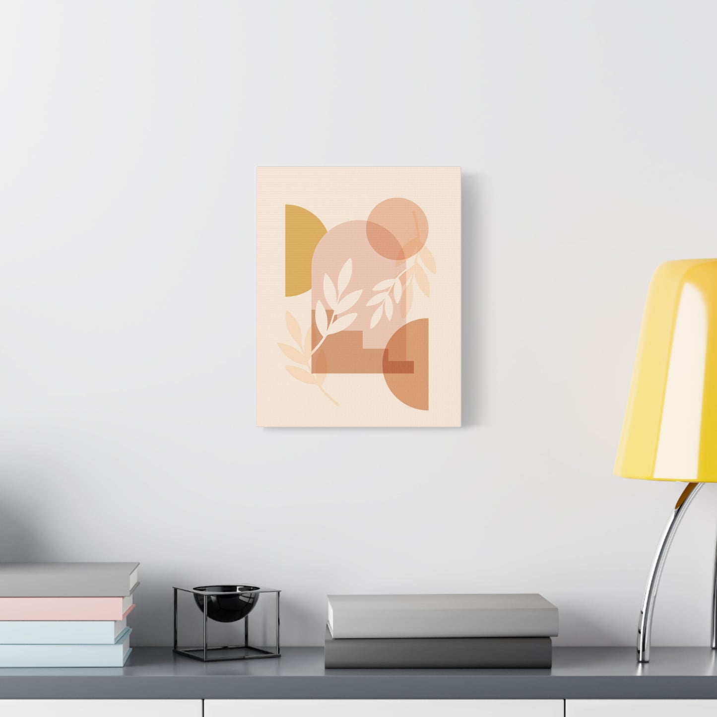 Abstract Terracotta Botanical Art Set 1.1 - Matte Canvas Decor with Minimalist Leaf Design
