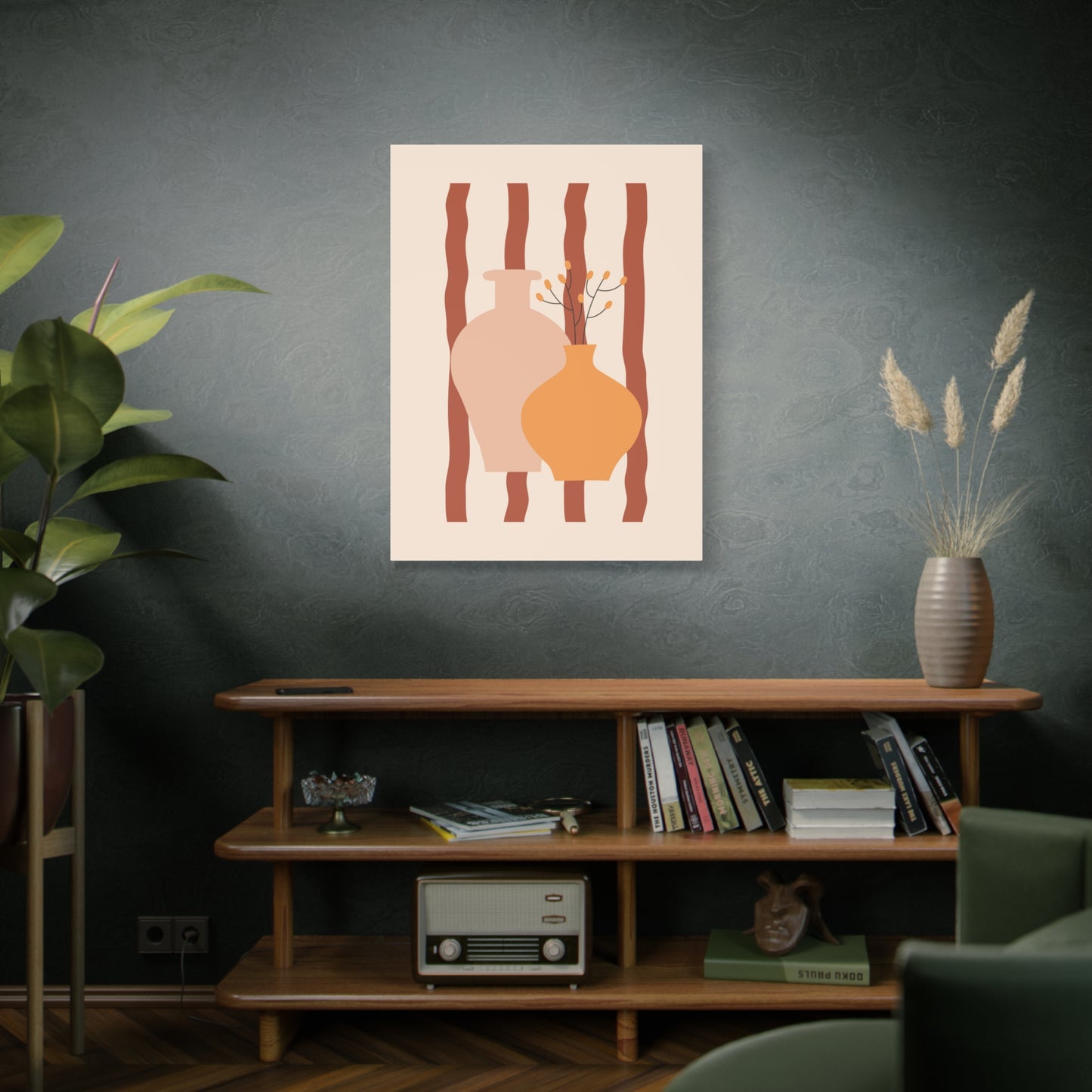 Petal Village Art 1.1 - Matte Canvas Decor with Minimalist Leaf Design