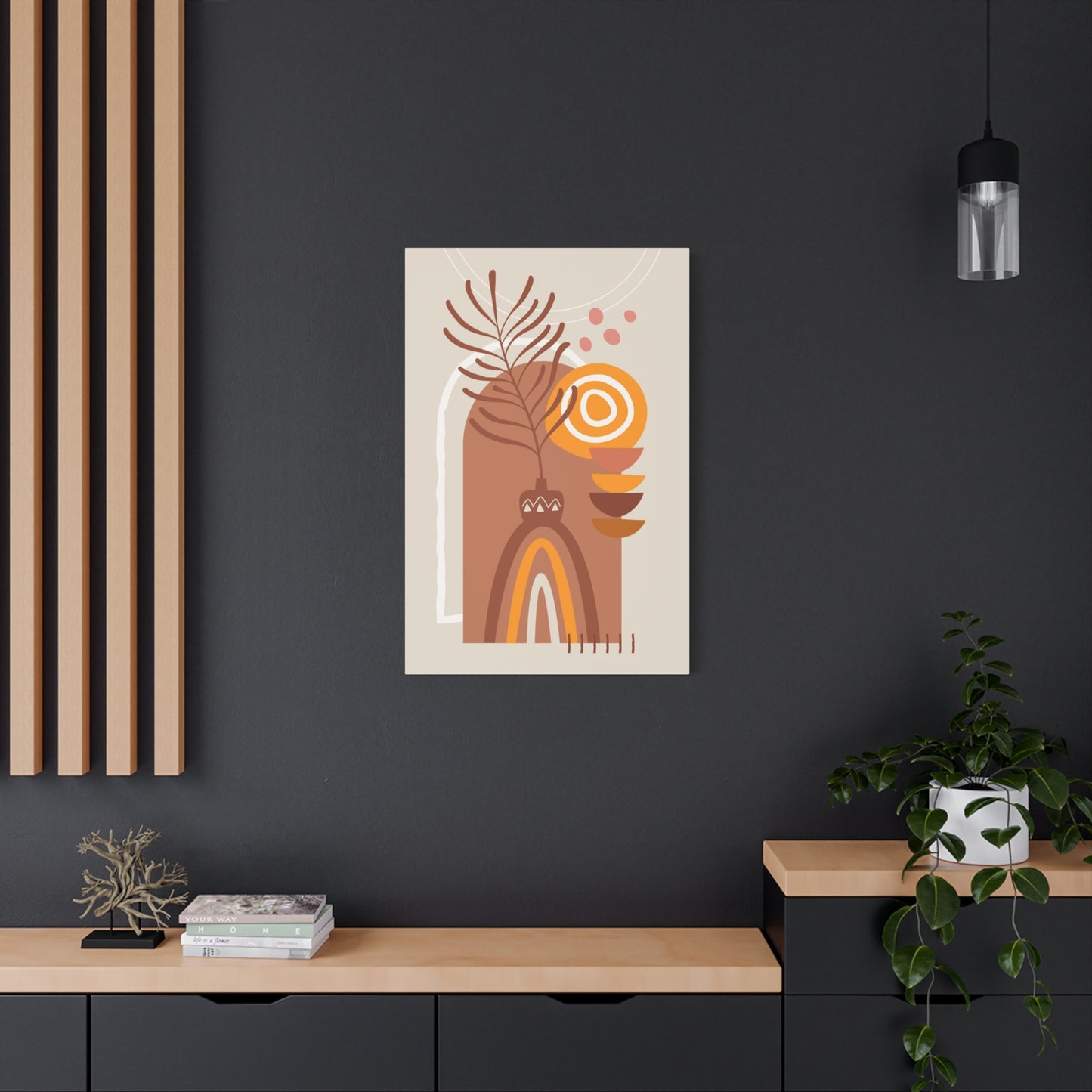 Wander Vase Art Set 1.2 - Matte Canvas Decor with Minimalist Leaf Design