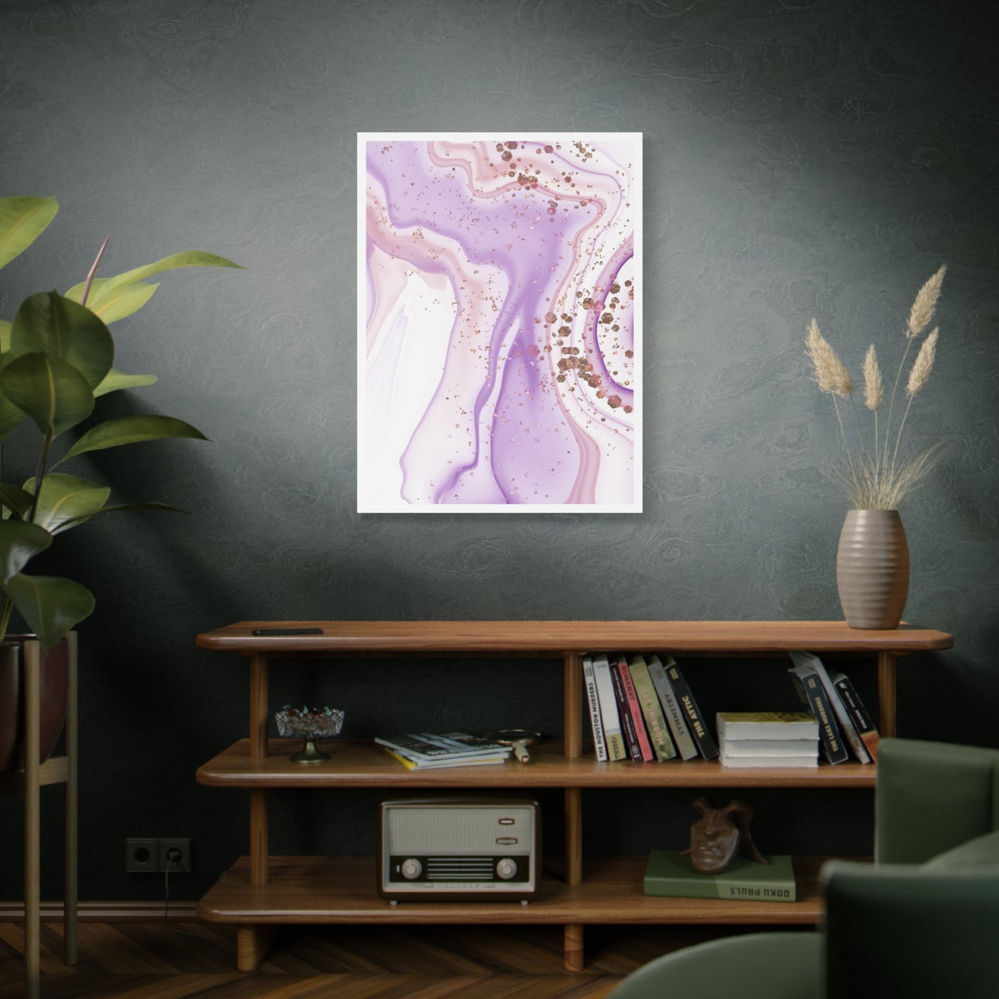 Blush Pink Marble Wall Art Set 1.2 - Matte Canvas Decor with Minimalist Leaf Design