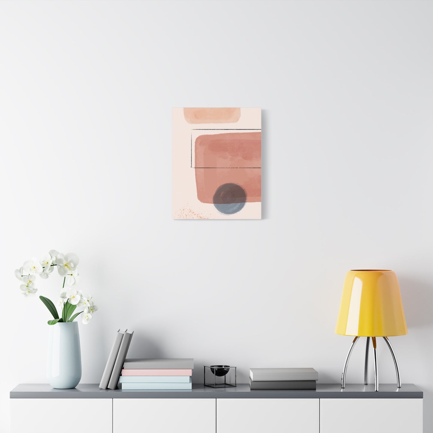 Pink Water Minimal Art Set 1.2 - Matte Canvas Decor with Minimalist Leaf Design