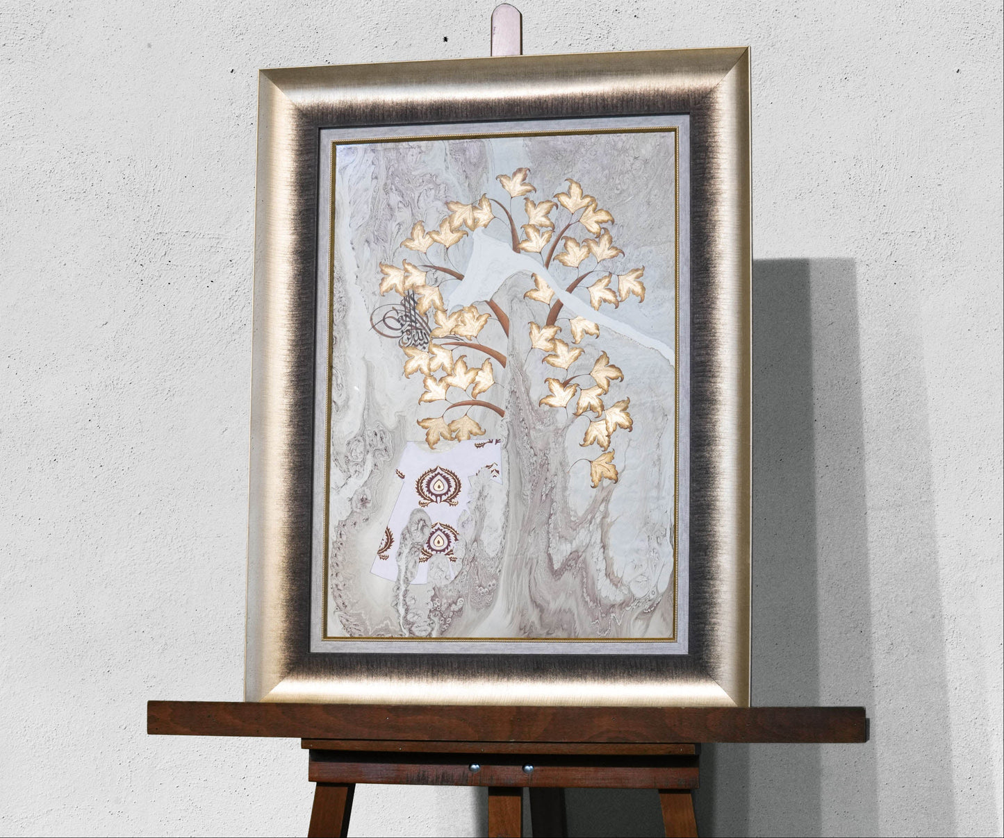 “Ulu Çınar – 22K Gold Turkish Ebru Wall Art”