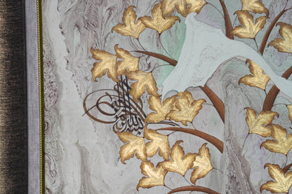 “Ulu Çınar – 22K Gold Turkish Ebru Wall Art”