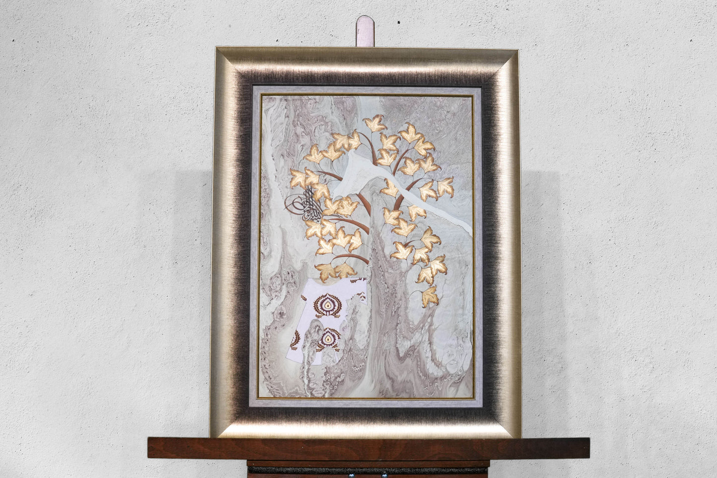 “Ulu Çınar – 22K Gold Turkish Ebru Wall Art”