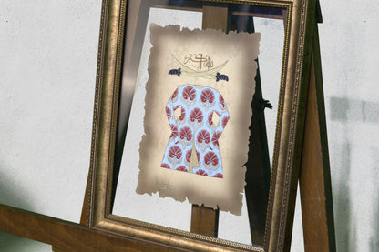 Ottoman Kaftan – 22K Gold Turkish Art, Handmade Burnt Paper Calligraphy, Traditional Islamic Artwork, Collectible Wall Art