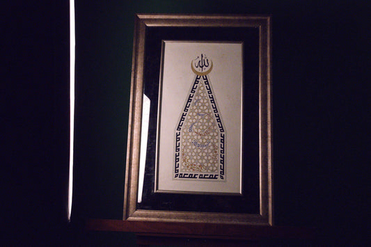 Muhabbet – 22K Gold Islamic Calligraphy, Seljuk Tezhip & Antiqued Mirror Art